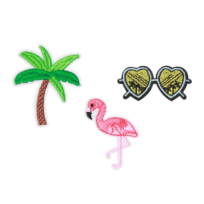 Strygemaerker sæt flamingo palme solbriller